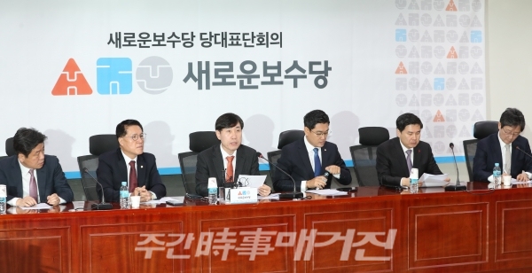하태경 새로운보수당 책임대표가 13일 서울 여의도 국회 의원회관에서 열린 당대표단회의에서 발언하고 있다.