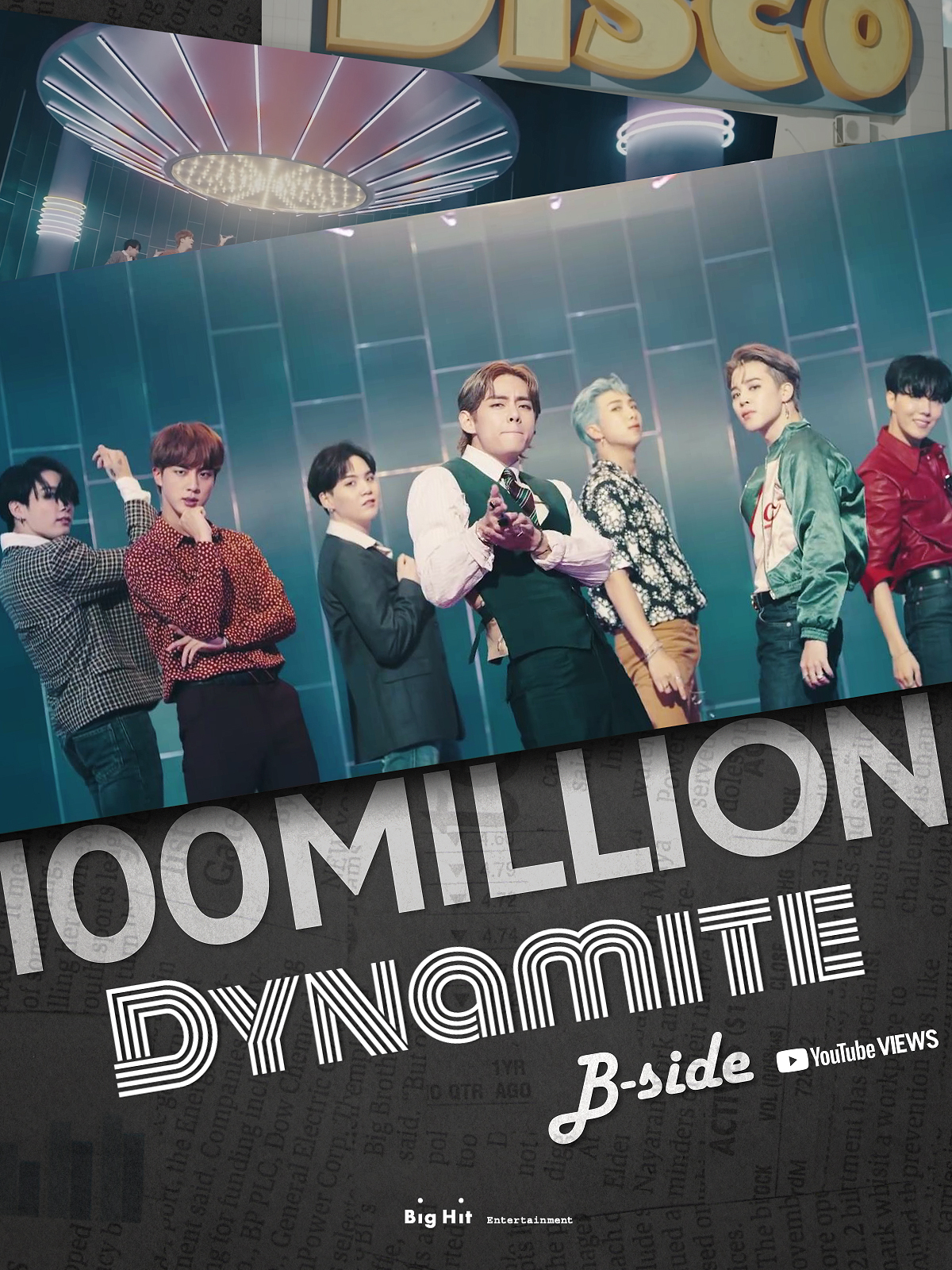 방탄소년단_Dynamite B-side MV_1억뷰 이미지. 2020.11.24. (사진 = 빅히트 엔터테인먼트 제공)