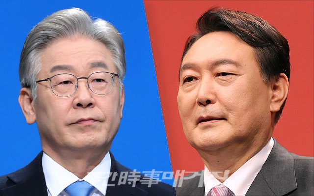 이재명 더불어민주당 대선 후보 (왼쪽), 윤석열 국민의힘 대선 후보.